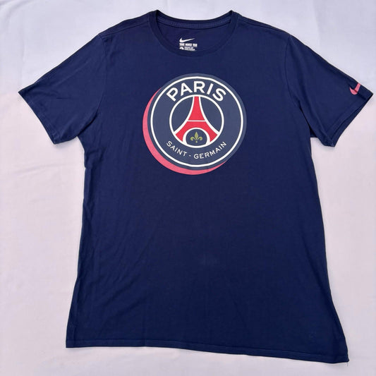 PSG Nike T-Shirt Large | Midnight Navy | Paris Saint-Germain Crest Tee
