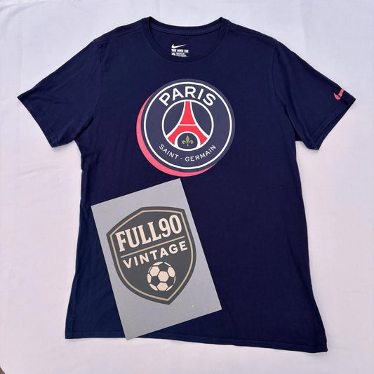 PSG Nike T-Shirt Large | Midnight Navy | Paris Saint-Germain Crest Tee